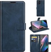 Voor OPPO Find X3 Pro / Find X3 Retro Kalfspatroon Gesp Horizontale Flip Leren Case met Houder & Kaartsleuven & Portemonnee (Blauw)