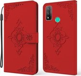 Voor Huawei P smart 2020 Reliëf Fortuin Bloem Patroon Horizontale Flip Leren Case met Houder & Kaartsleuf & Portemonnee & Lanyard (Rood)