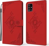 Voor Samsung Galaxy M51 Reliëf Fortune Bloem Patroon Horizontale Flip Leren Case met Houder & Kaartsleuf & Portemonnee & Lanyard (Rood)