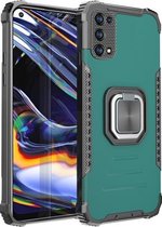 Voor OPPO Realme 7 Pro Fierce Warrior Series Armor All-inclusive schokbestendig aluminium + TPU beschermhoes met ringhouder (groen)