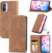 Voor Redmi Note 10 Pro / Note 10 Pro Max Retro Skin Feel Business Magnetische horizontale flip lederen tas met houder & kaartsleuven & portemonnee & fotolijst (bruin)