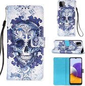 Voor Samsung Galaxy A22 5G (US) 3D Schilderen Horizontale Flip Leren Case met Houder & Kaartsleuf & Portemonnee & Lanyard (Cloud Ghost Head)