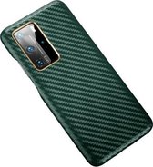 Voor Huawei P40 Pro koolstofvezel lederen textuur Kevlar anti-fall telefoon beschermhoes (groen)