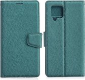 Voor Samsung Galaxy A42 5G Zijden Textuur Horizontale Flip Leren Case met Houder & Kaartsleuven & Portemonnee & Fotolijst (Groen)