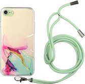 Holle marmeren patroon TPU schokbestendige beschermhoes met nekriem touw voor iPhone 6 (groen)