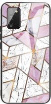 Voor Samsung Galaxy A02s (Amerikaanse versie) Beschermhoes met abstract marmerpatroon (Rhombus White Purple)