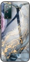 Voor Samsung Galaxy S20 FE Abstract Marble Pattern Glass beschermhoes (abstract goud)