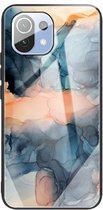 Voor Geschikt voor Xiaomi Mi 11 Abstract Marble Pattern Glass beschermhoes (abstract blauw)