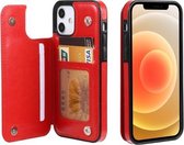 FLOVEME Crazy Horse Texture Horizontale flip lederen beschermhoes met kaartsleuven en houder voor iPhone 12/12 Pro (rood)