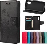 Voor Samsung Galaxy Xcover 5 Butterfly Flower Pattern Horizontale Flip Leather Case met houder & kaartsleuven & portemonnee (zwart)