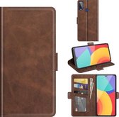 Voor Alcatel 1L 2021 Dubbelzijdige magnetische gesp Horizontale flip lederen tas met houder & kaartsleuven en portemonnee (bruin)