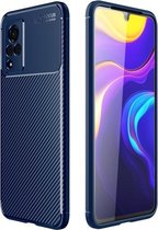 Voor vivo V21 koolstofvezel textuur schokbestendig TPU-hoesje (blauw)