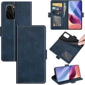 Voor Xiaomi Redmi K40 Pro / K40 / Poco F3 / Mi 11i Dubbelzijdige magnetische gesp Horizontale flip lederen tas met houder & kaartsleuven & portemonnee (donkerblauw)