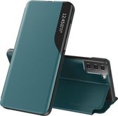 Voor Samsung Galaxy S21 FE zijdisplay magnetisch schokbestendig horizontaal flip lederen tas met houder (groen)