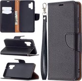 Voor Samsung Galaxy A32 4G Litchi Textuur Pure Kleur Horizontale Flip Leren Case met Houder & Kaartsleuven & Portemonnee & Lanyard (Zwart)