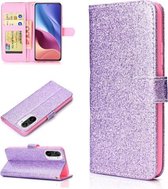 Voor Samsung Galaxy A72 5G / 4G Glitter Poeder Horizontale Flip Leren Case met Kaartsleuven & Houder & Fotolijst & Portemonnee (Paars)