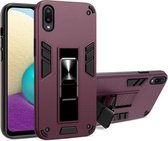 Voor Samsung Galaxy A02 2 in 1 PC + TPU schokbestendige beschermhoes met onzichtbare houder (wijnrood)