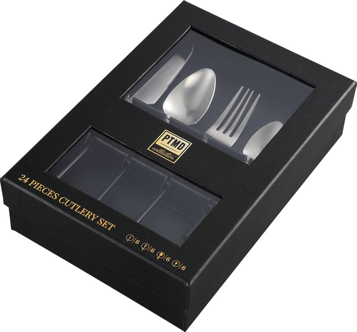 PTMD Delicious Bestek - 27 x 19 x 7,5 cm - 24 stuks - Ijzer - Zilver