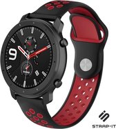 Siliconen Smartwatch bandje - Geschikt voor  Xiaomi Amazfit GTR sport band - zwart/rood - 47mm - Strap-it Horlogeband / Polsband / Armband