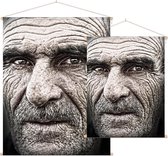 Gezicht oude man,  - Foto op Textielposter - 60 x 80 cm