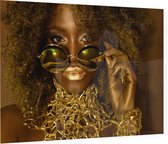 Vrouw met gouden ketting - Foto op Plexiglas - 60 x 40 cm