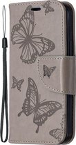 Apple iPhone 12 Mini Hoesje - Mobigear - Butterfly Serie - Kunstlederen Bookcase - Grijs - Hoesje Geschikt Voor Apple iPhone 12 Mini