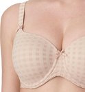 Nude voorgevormde beugel bh met ruitjespatroon, kant en strikje middenvoor.
