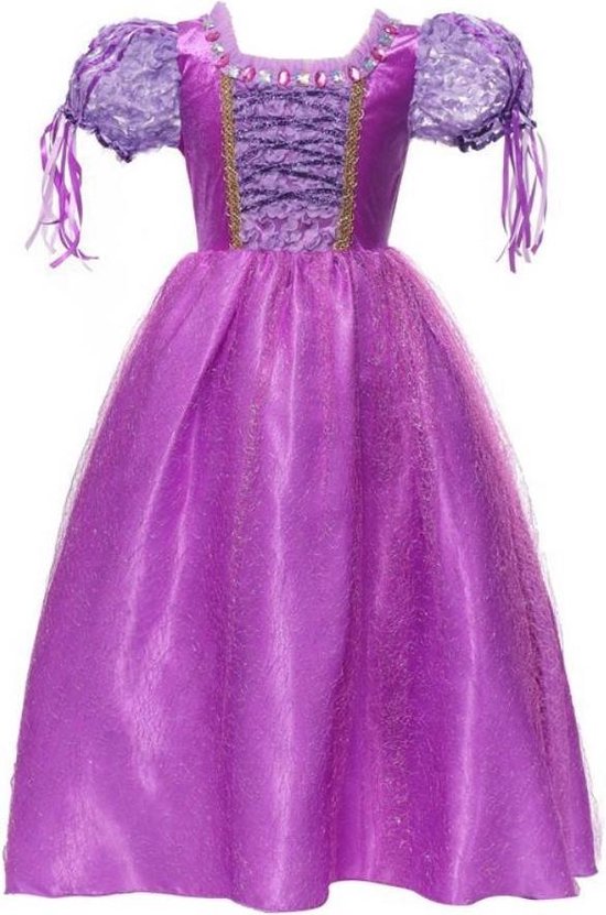 Prinses - Prinsessen jurk - Glitter - Prinsessenjurk - Paars - Verkleedkleding - Maat 110/116 (120) 4/5 jaar