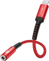 lightning naar jack - ZINAPS Lightning Jack Adapter 3,5 mm [MFI Certification] Adapter iPhone Jack voor iPhone 12 / 12pro / 12 Mini, 11 / 1Pro Max, XS Max, X, XR, 8,7 - Red