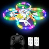 drone kinderen - ZINAPS Drone for Kids Colourful LED Lights Glow Night RC Quadrocopter 2 Batteries for 18 Minutes with 5 Smart Sensor Automatic Evasive Function Remote Control Toy Drone for K