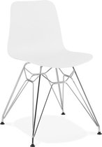 Alterego Design stoel 'GAUDY' wit met verchroomd metalen voet