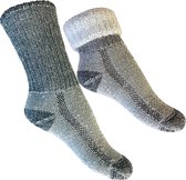 Lot de 2 paires de chaussettes enfants chaudes en laine mérinos S2 - Unisexe - Gris - Taille 31-34