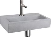 Ensemble lave-mains Differnz Flat - Béton gris clair - Robinet droit chrome mat - 38 x 24 x 8 cm