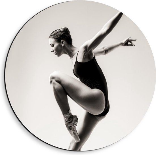 Dibond Wandcirkel - Sierlijke Mooie Balletdanseres  - 40x40cm Foto op Aluminium Wandcirkel (met ophangsysteem)