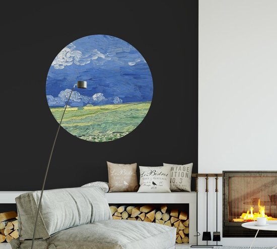 Wheatfield under Thunderclouds, Vincent van Gogh - Photo sur papier peint Circle - ⌀ 40 cm