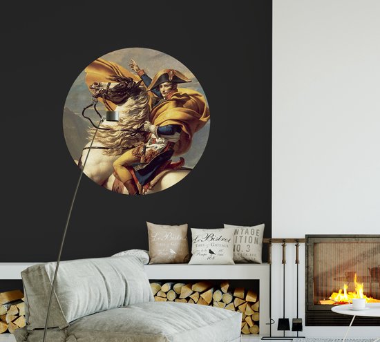 Napoléon traverse les Alpes, Jacques-Louis David - Photo sur papier peint Circle - ⌀ 40 cm