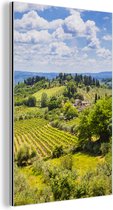 Vignobles de la ville médiévale fortifiée de San Gimignano en Italie Aluminium 120x180 cm - Tirage photo sur Aluminium (décoration murale en métal) XXL / Groot format!