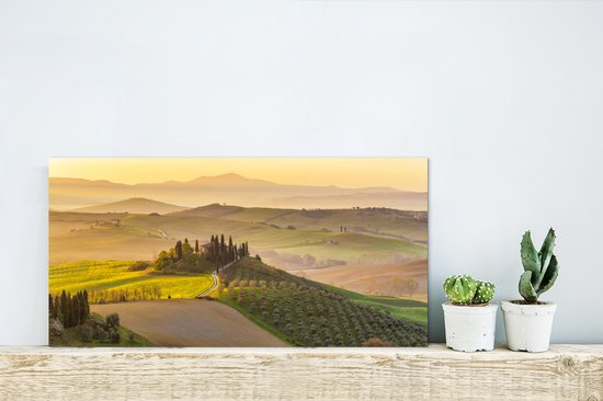 Vue des paysages toscans au cours de la matinée Aluminium 40x20 cm - Tirage photo sur aluminium (décoration murale en métal)
