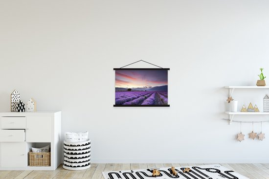 Affiche scolaire Sunset over lavande lattes plates noir 60x40 cm - Tirage photo sur affiche textielposter (décoration murale salon / chambre)