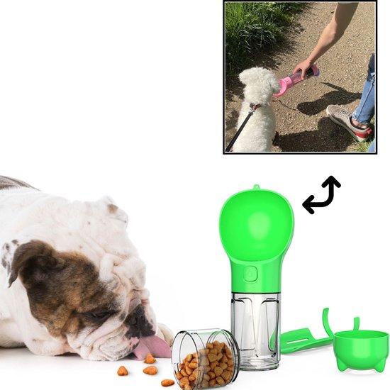 Waterfles 350ml - honden fles water- Nu gratis honden poepzakjes erbij geleverd - Honden bidon - Honden Drinkfles - Outdoor - Voor Onderweg- Lekvrij- Incl. poep zakjes- Hond