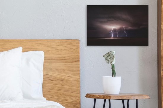 Éclair dans la nuit toile 30x20 cm - petit - Tirage photo sur toile (Décoration murale salon / chambre)