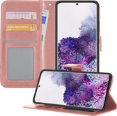 Hoesje Geschikt voor Samsung S20 Plus Hoesje Book Case Hoes Wallet Cover - Hoes Geschikt voor Samsung Galaxy S20 Plus Hoesje Bookcase Hoes - Rosé goud