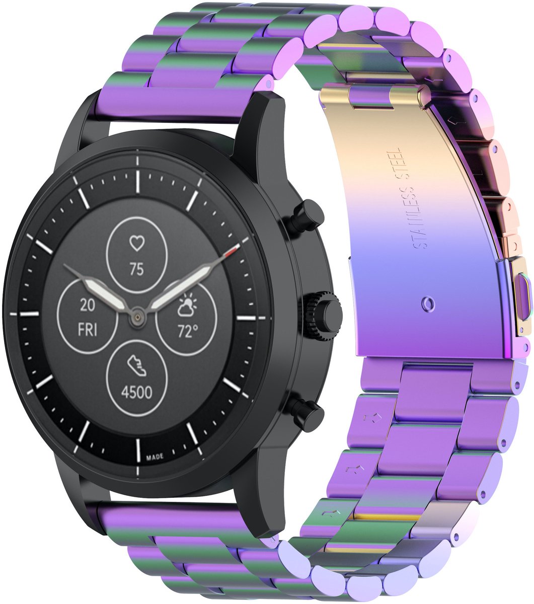 123watches Watch GT kralen stalen schakel band - kleurrijk - 20mm - Geschikt voor Huawei Watch GT2 & 3 42mm / Overige smartwatches met 20mm bandje