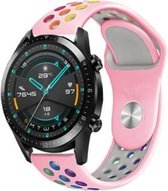 Siliconen Smartwatch bandje - Geschikt voor  Huawei Watch GT sport band - kleurrijk roze - 46mm - Horlogeband / Polsband / Armband