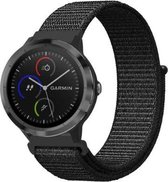 Nylon Smartwatch bandje - Geschikt voor  Garmin Venu nylon band - zwart - Horlogeband / Polsband / Armband
