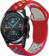 Siliconen Smartwatch bandje - Geschikt voor  Huawei Watch GT sport band - kleurrijk rood - 46mm - Horlogeband / Polsband / Armband