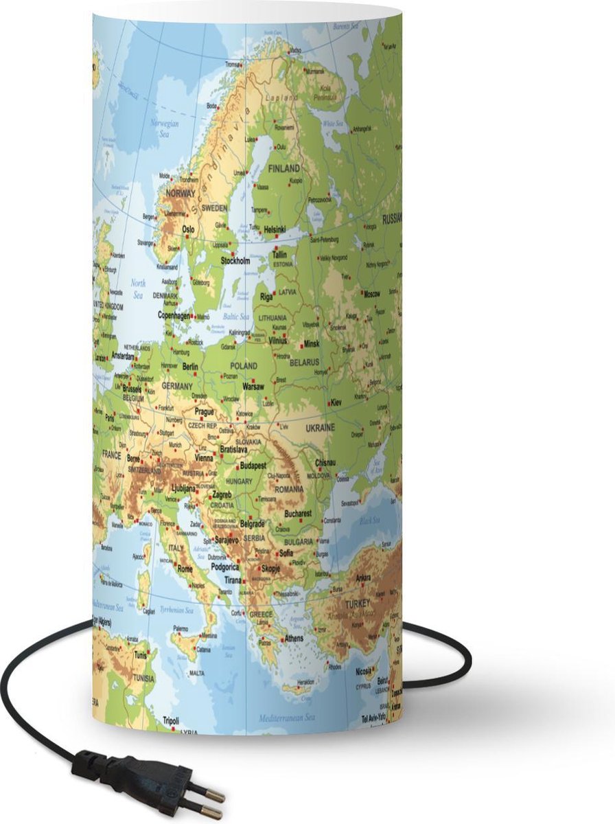 Lamptiger Tafellamp - Kaart - Ø 14 Cm - E14 - Multicolor