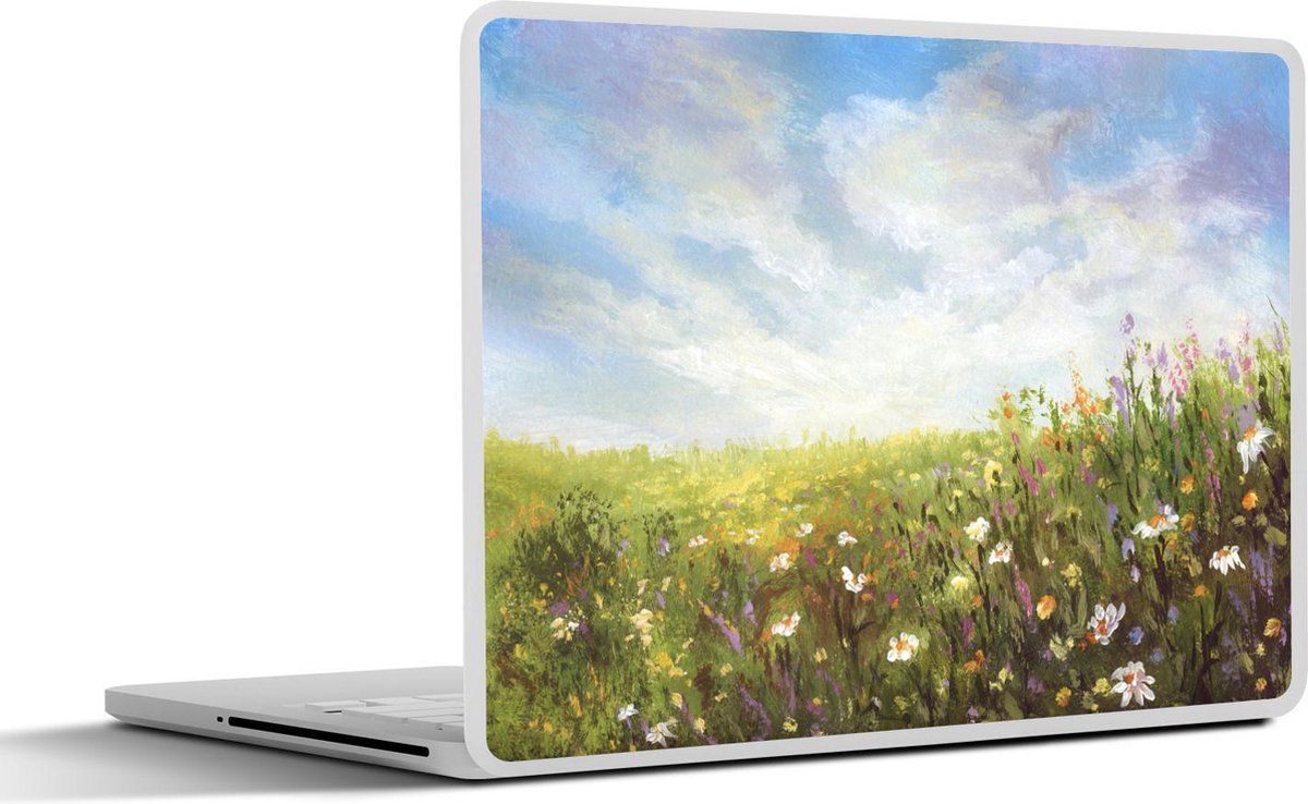 Laptop sticker - 13.3 inch - Zomer - Bloemen - Olieverf - 31x22,5cm - Laptopstickers - Laptop skin - Cover