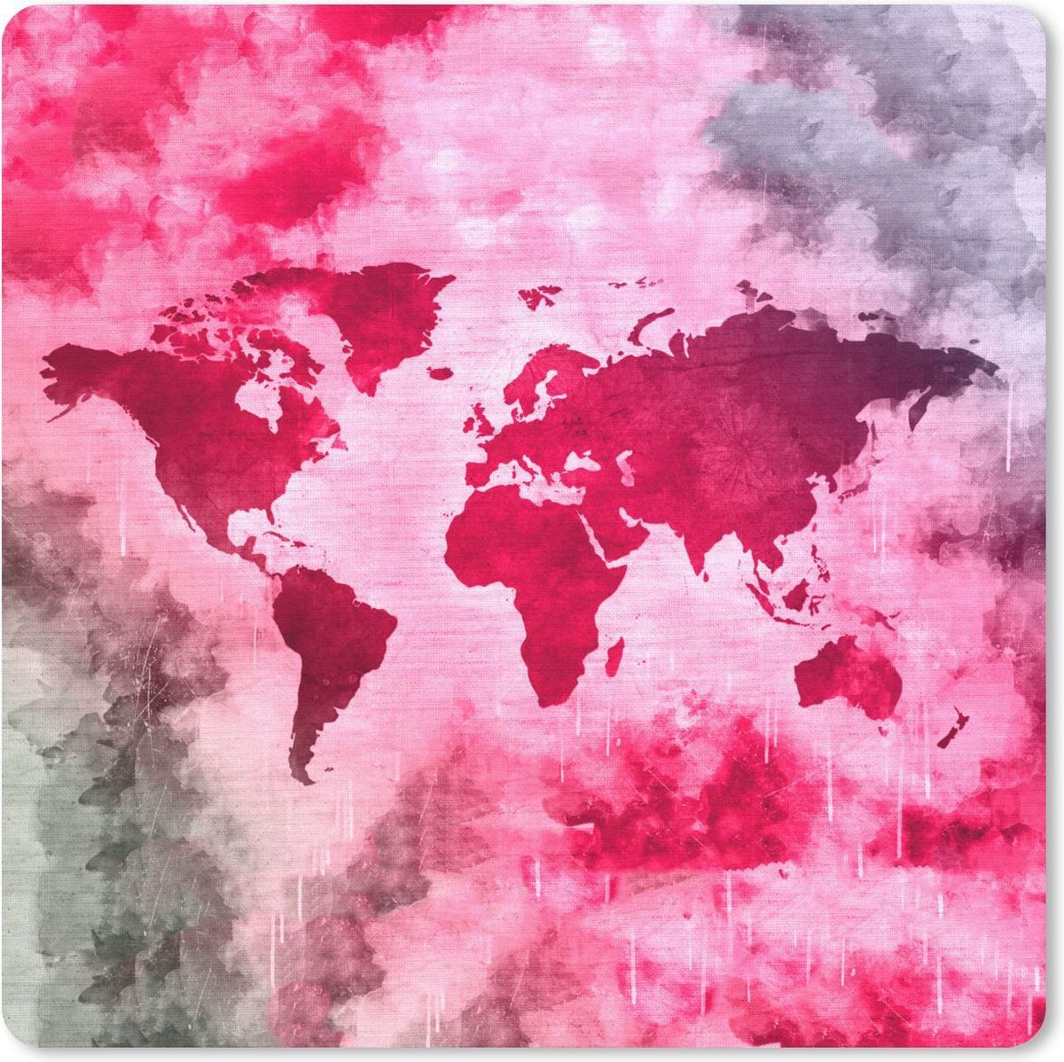 Muismat 20x20 cm - Mousepad Wereldkaart - Abstract - Kleuren - Muismatten