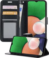 Samsung A22 Hoesje Book Case Hoes 5G Versie - Samsung Galaxy A22 Case Hoesje Wallet Cover - Samsung Galaxy A22 Hoesje - Zwart